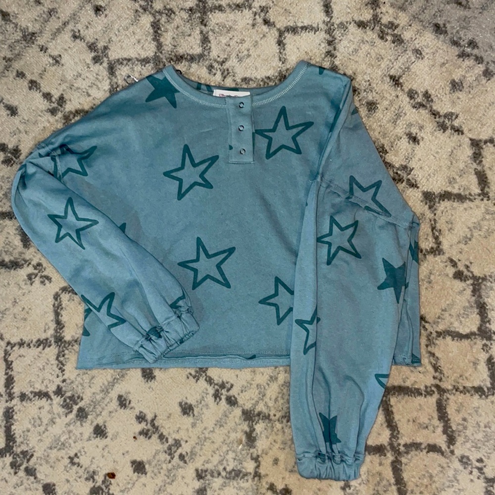 hippie rose, cropped, comfy, fleece, long sleeve shirt.